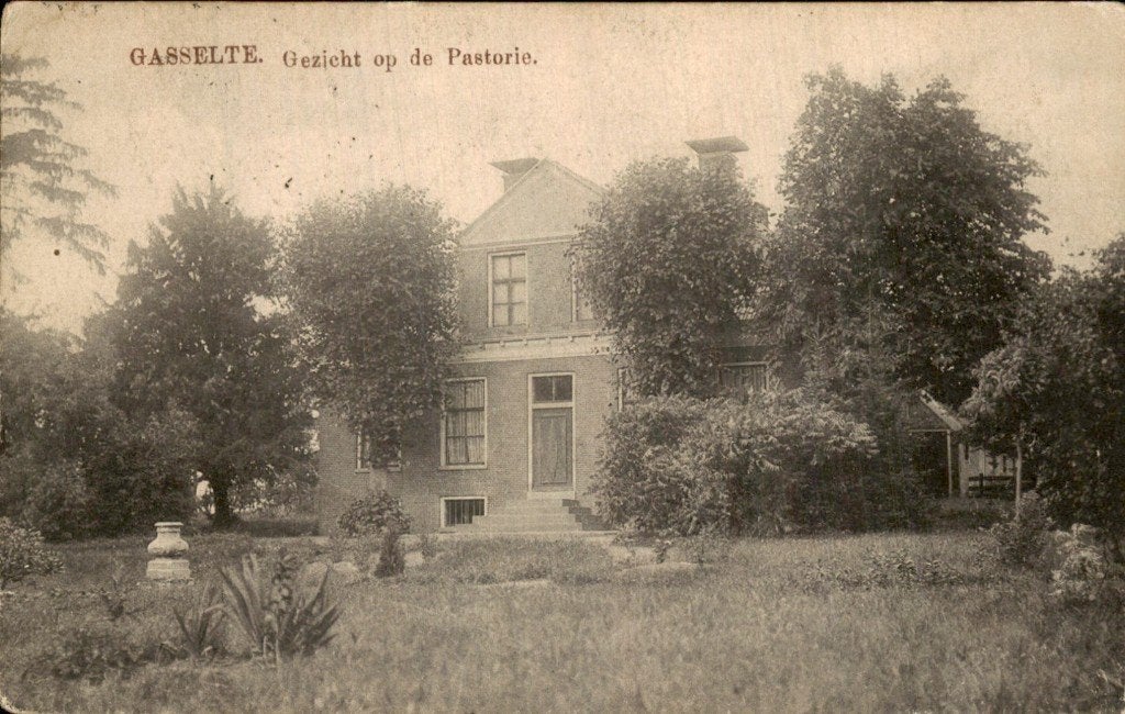 Gasselte - Pastorie - Gezicht op de Pastorie, Ophalen of Verzenden, Voor 1920, Gelopen, Drenthe