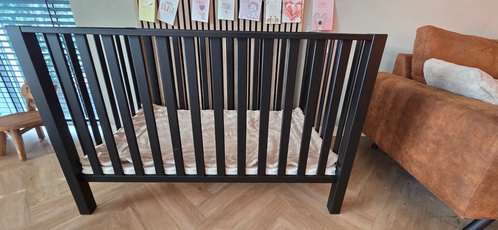 Tweelingbox met matras en dekentje, Ophalen, Zo goed als nieuw, Rechthoekig, In hoogte verstelbaar