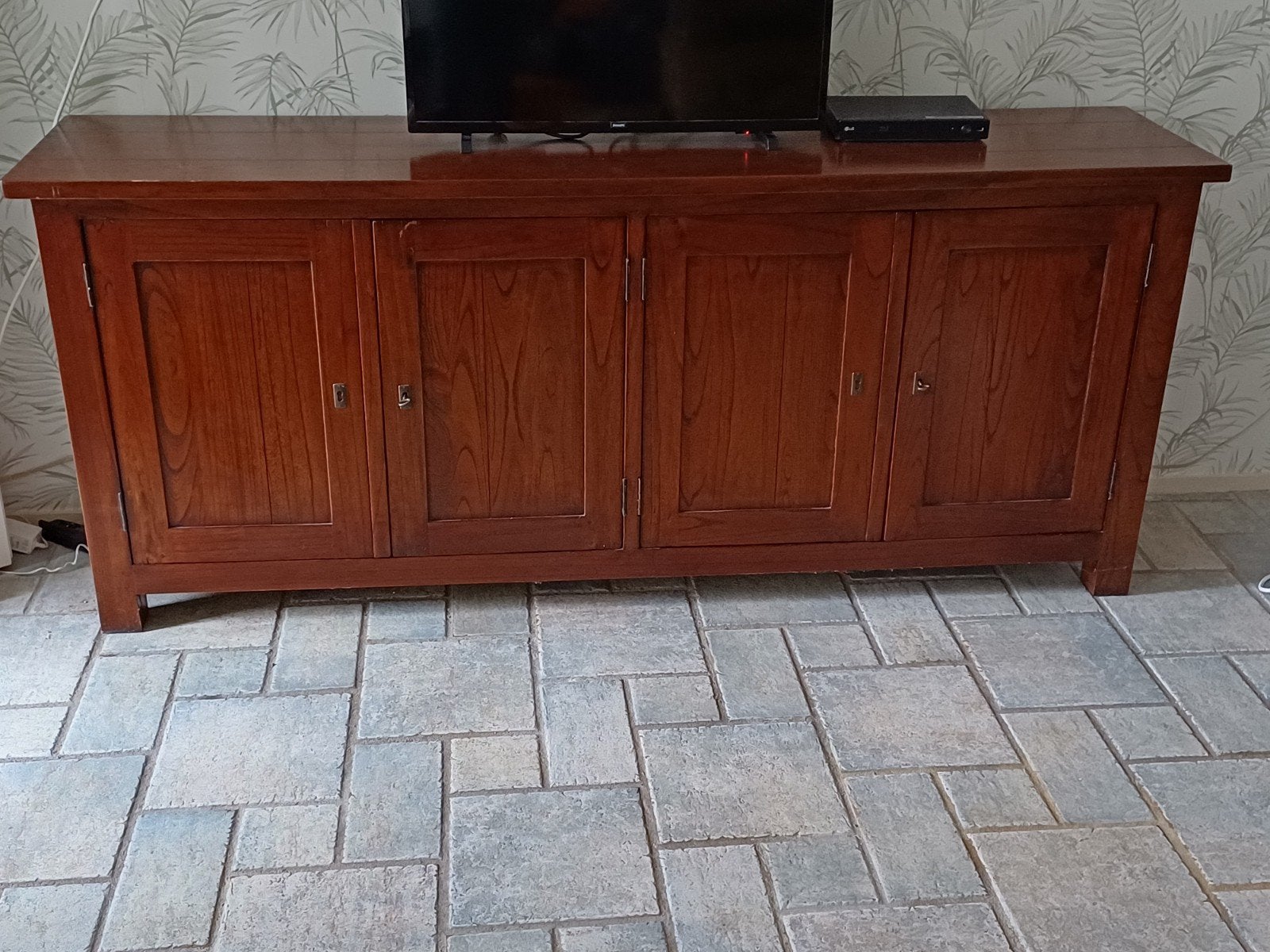 Eikenhouten TV dressoir - Ophalen in Hoogezand, Ophalen, Gebruikt, Eikenhout, 200 cm of meer