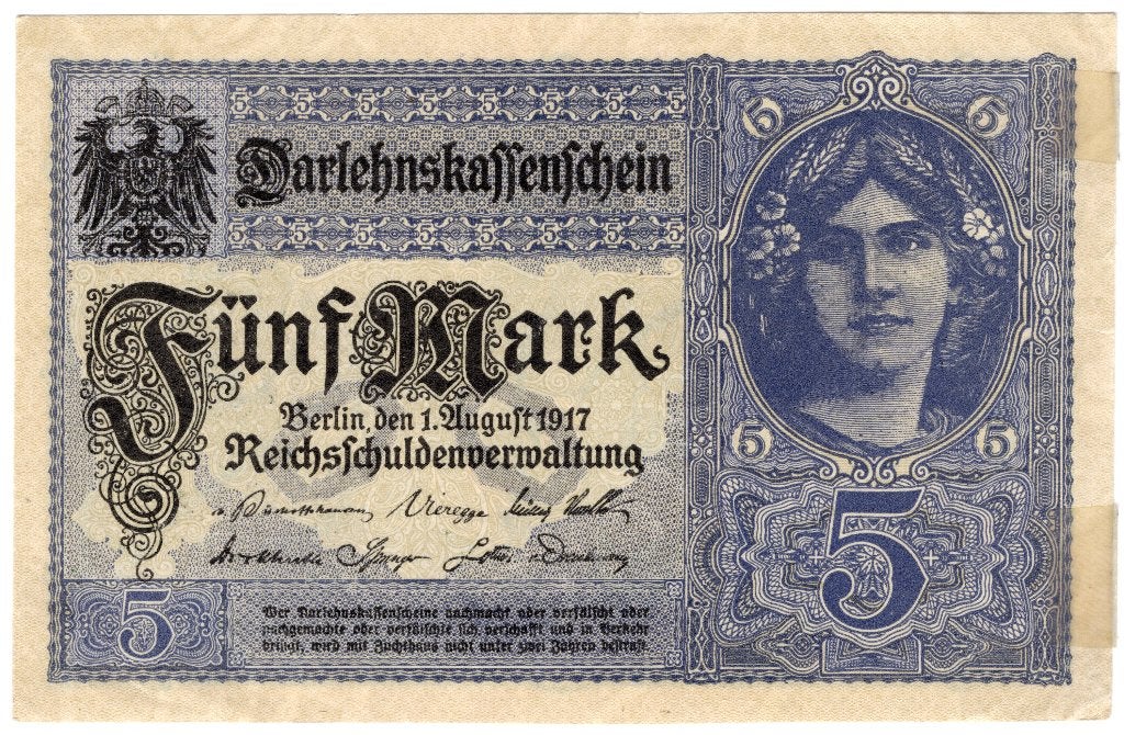 Duitsland 5 Mark 1917, Verzenden, Duitsland