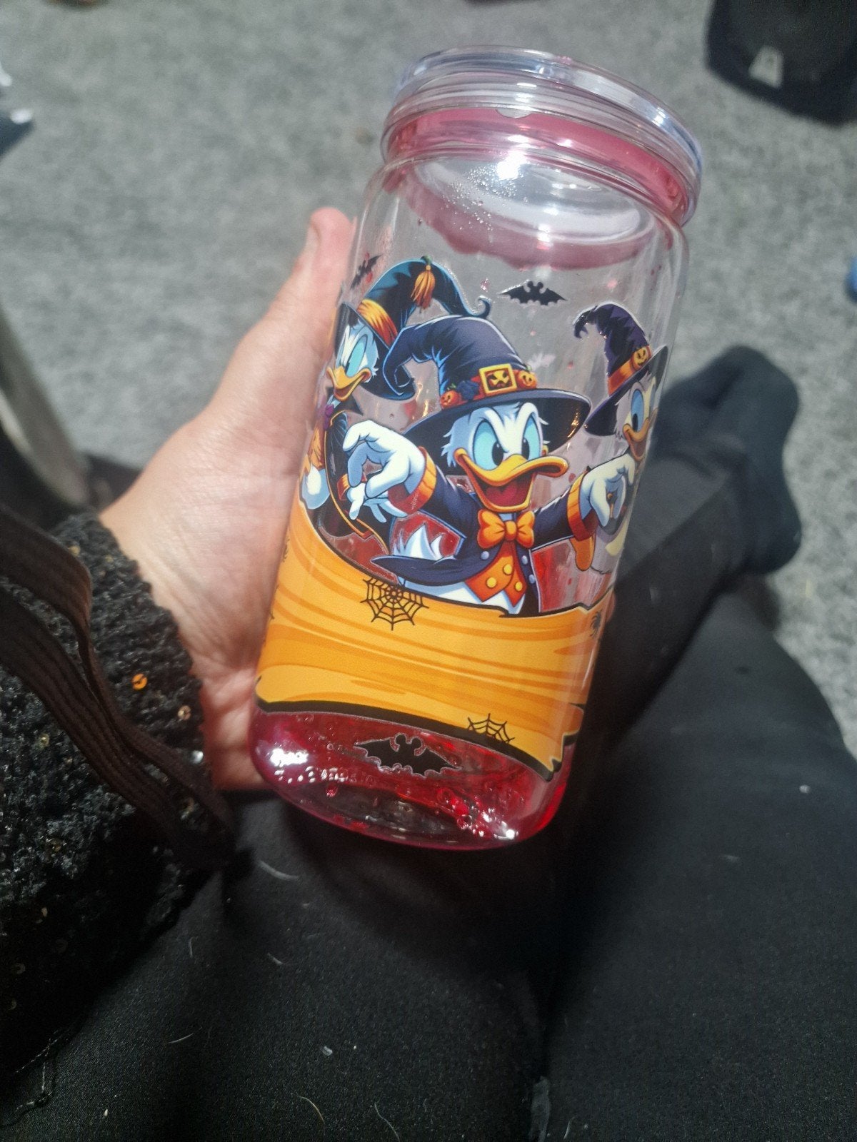 Halloween Donald Duck drinkbeker met herbruikbaar rietje, Ophalen of Verzenden, Zo goed als nieuw, Meerkleurig, Kunststof