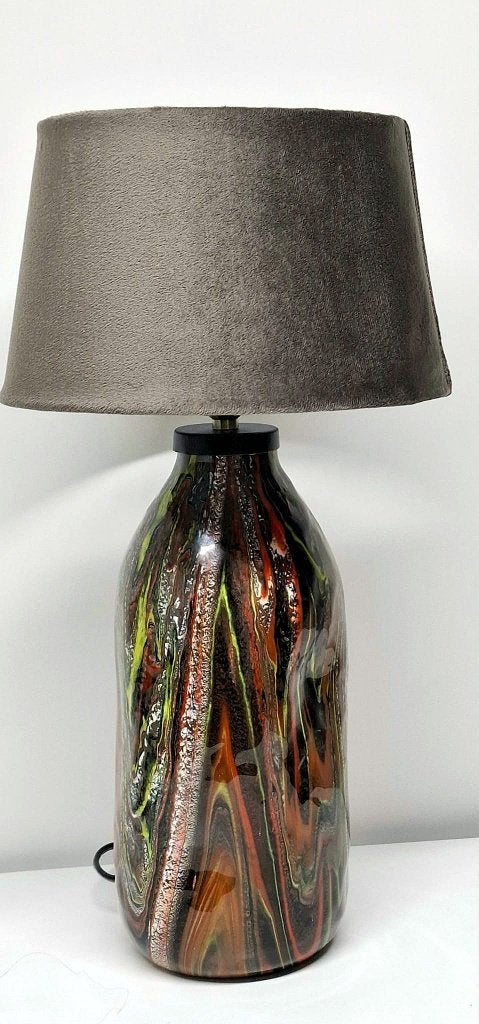 tafel lamp gegoten schemerlamp epoxy pouring art handmade, Ophalen of Verzenden, Nieuw, Glas, Schemerlamp