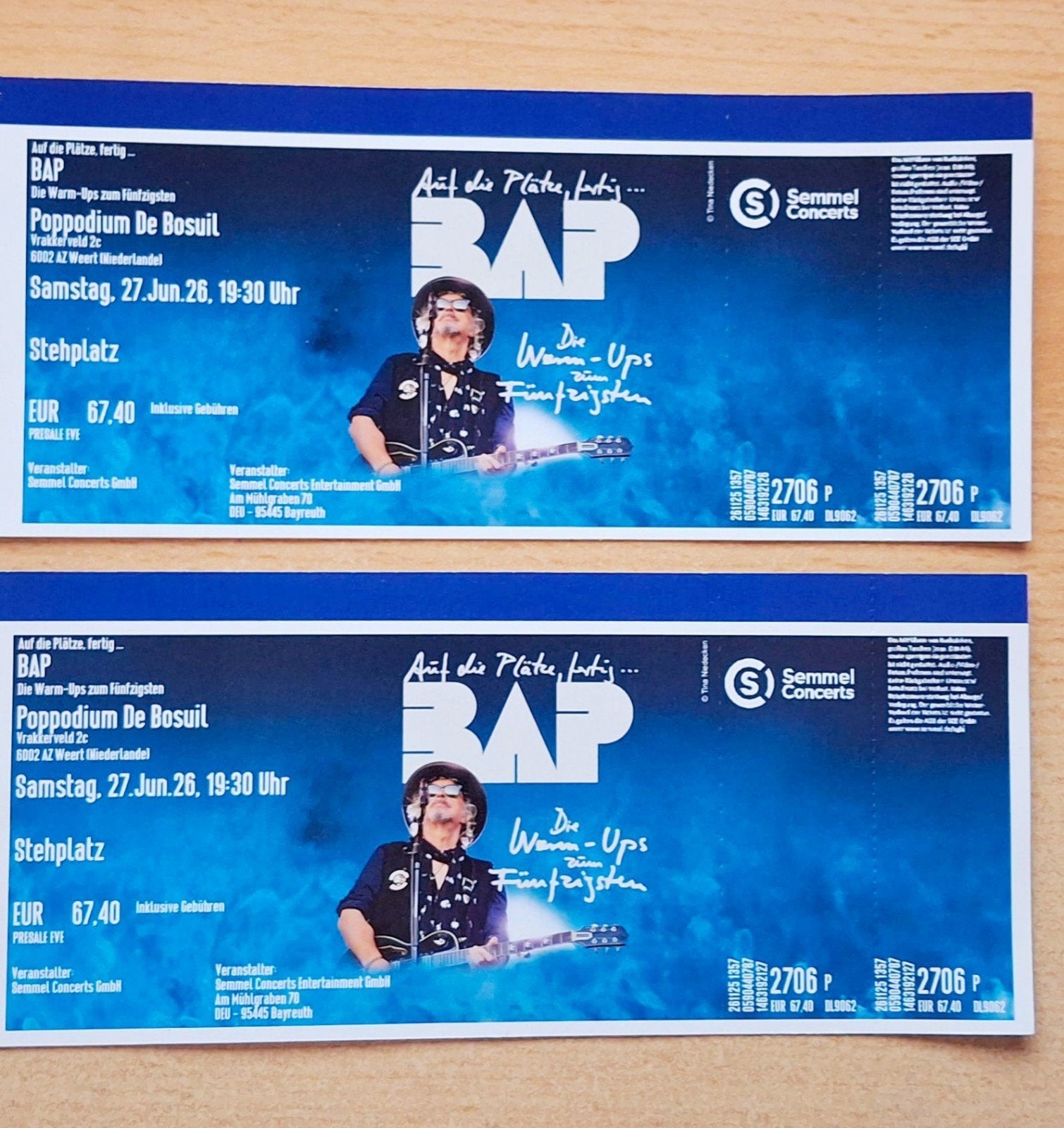 2 kaarten voor BAP - Zaterdag 27 Juni De Bosuil in Weert, Twee personen, Juni