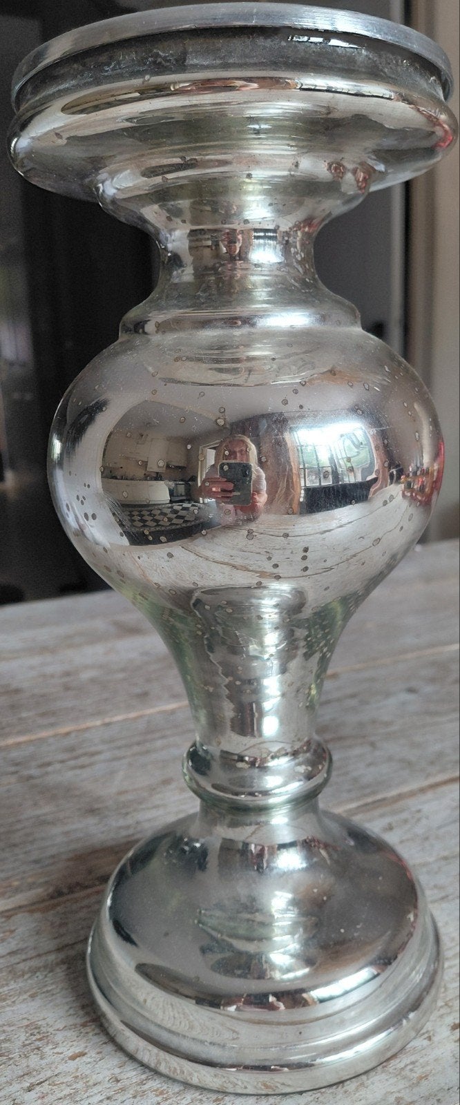 Grote zilverkleurige kandelaar 30 cm ZGAN, Ophalen of Verzenden, Kandelaar