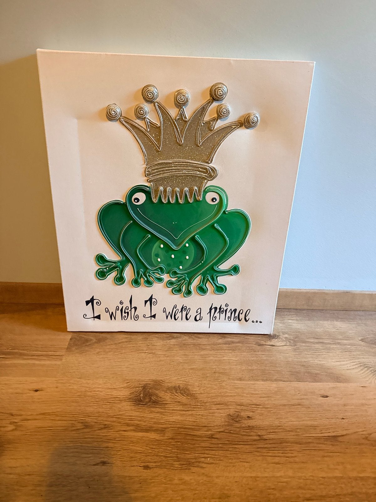 Leuke decoratie kikker met kroon en tekst, Huis en Inrichting, Ophalen, Groen, Gebruikt, Overige stijlen