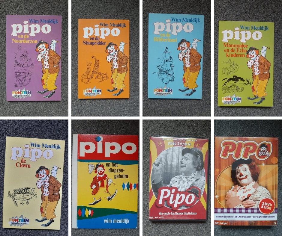 Pipo de Clown Pakketje - Boeken + DVD's - Wim Meuldijk, Boeken, Ophalen of Verzenden, Zo goed als nieuw, Fictie, Wim Meuldijk