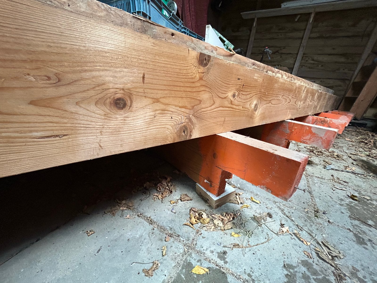 Gebruikte houten balken - Vuren, 487cm lang, 7cm dik, Ophalen, Gebruikt, Balk, Vuren