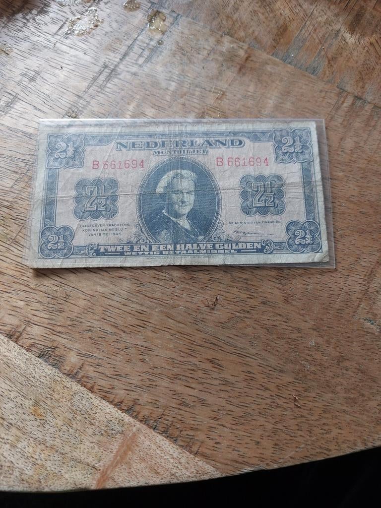 2,5 Gulden Muntbiljet 1945, Ophalen of Verzenden
