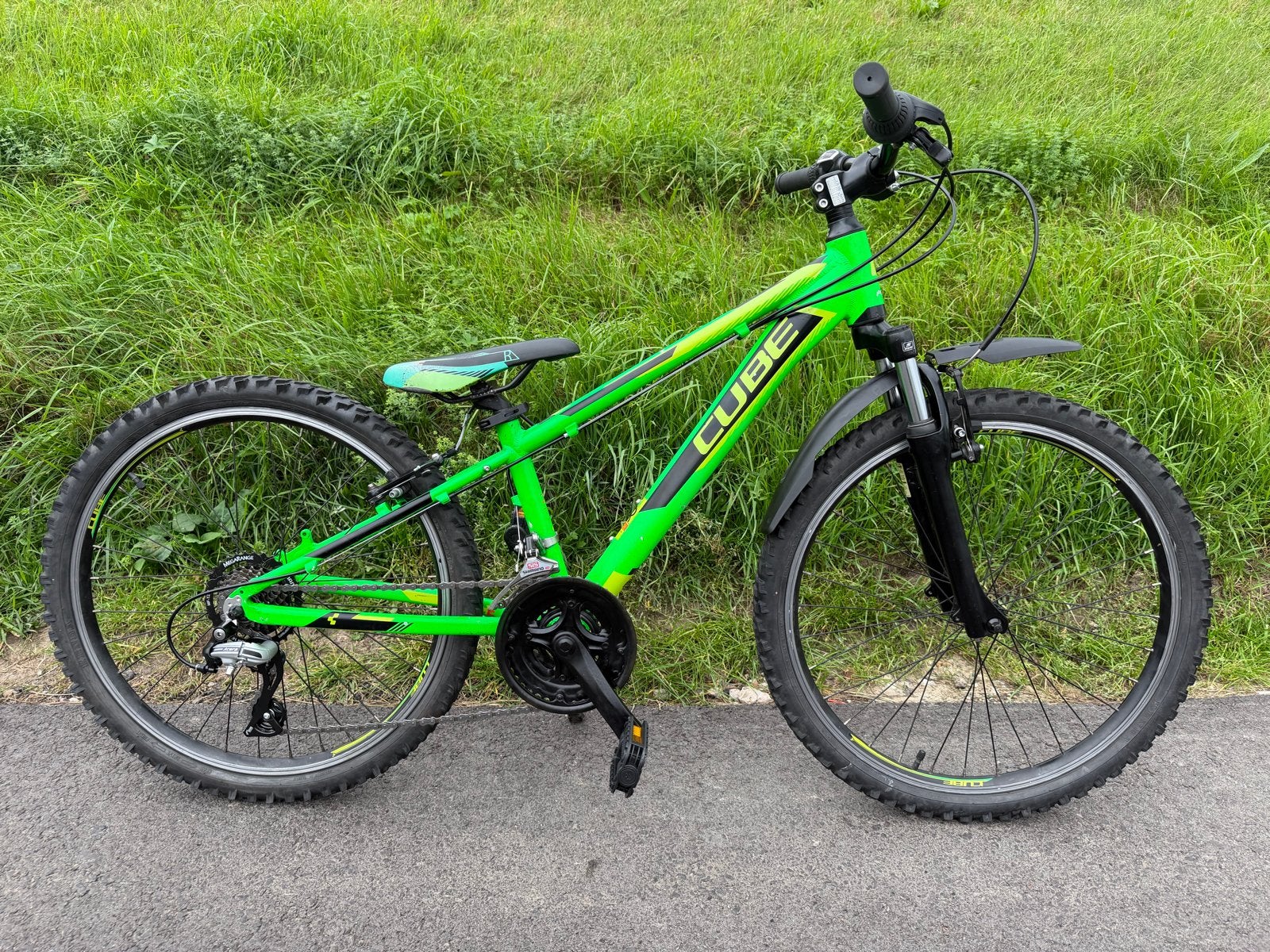 Cube Mountainbike 24 inch – Frisgroen, volledig nagekeken, Gebruikt, Hardtail, Velgrem, 45 tot 49 cm