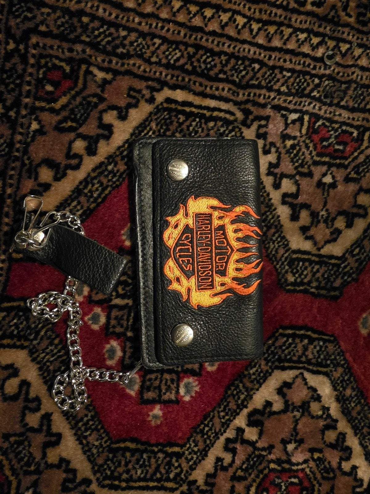 Harley Davidson portemonnee met ketting, Overige merken, Gebruikt, Zwart, Ophalen of Verzenden