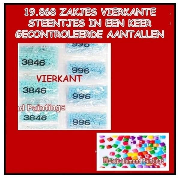 VIERKANTE DIAMOND PAINTING STEENTJES 19.868 ZAKJES, Ophalen of Verzenden, Nieuw