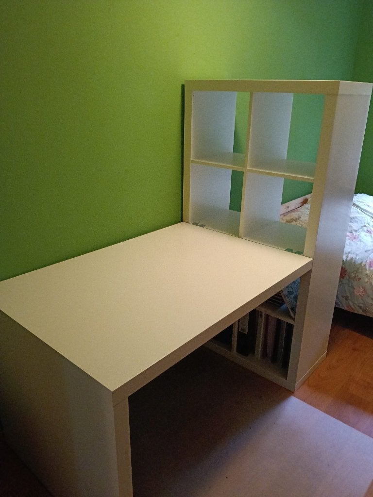 Buro met (boeken)kast, Ophalen, Gebruikt, IKEA, Wit