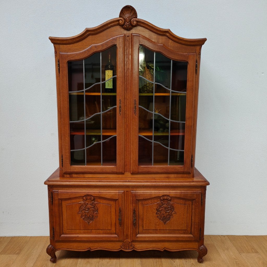 Vintage Queen Ann kast vitrinekast buffetkast servieskast 21, Valkenswaard, 100 tot 150 cm, Info@flashbackfurniture.nl, Flashback Furniture
