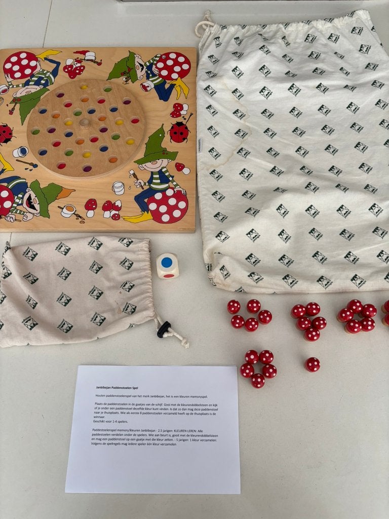 Janbibejan Paddestoelen kleuren spel als nieuw!, Een of twee spelers, Ophalen of Verzenden, Zo goed als nieuw, Janbibejan