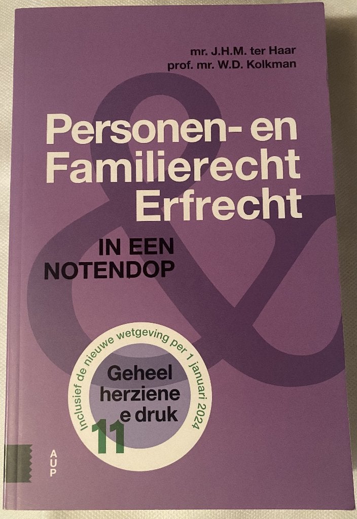 Personen- en Familierecht en Erfrecht 11e druk, Ophalen of Verzenden, Alpha, Zo goed als nieuw, WO