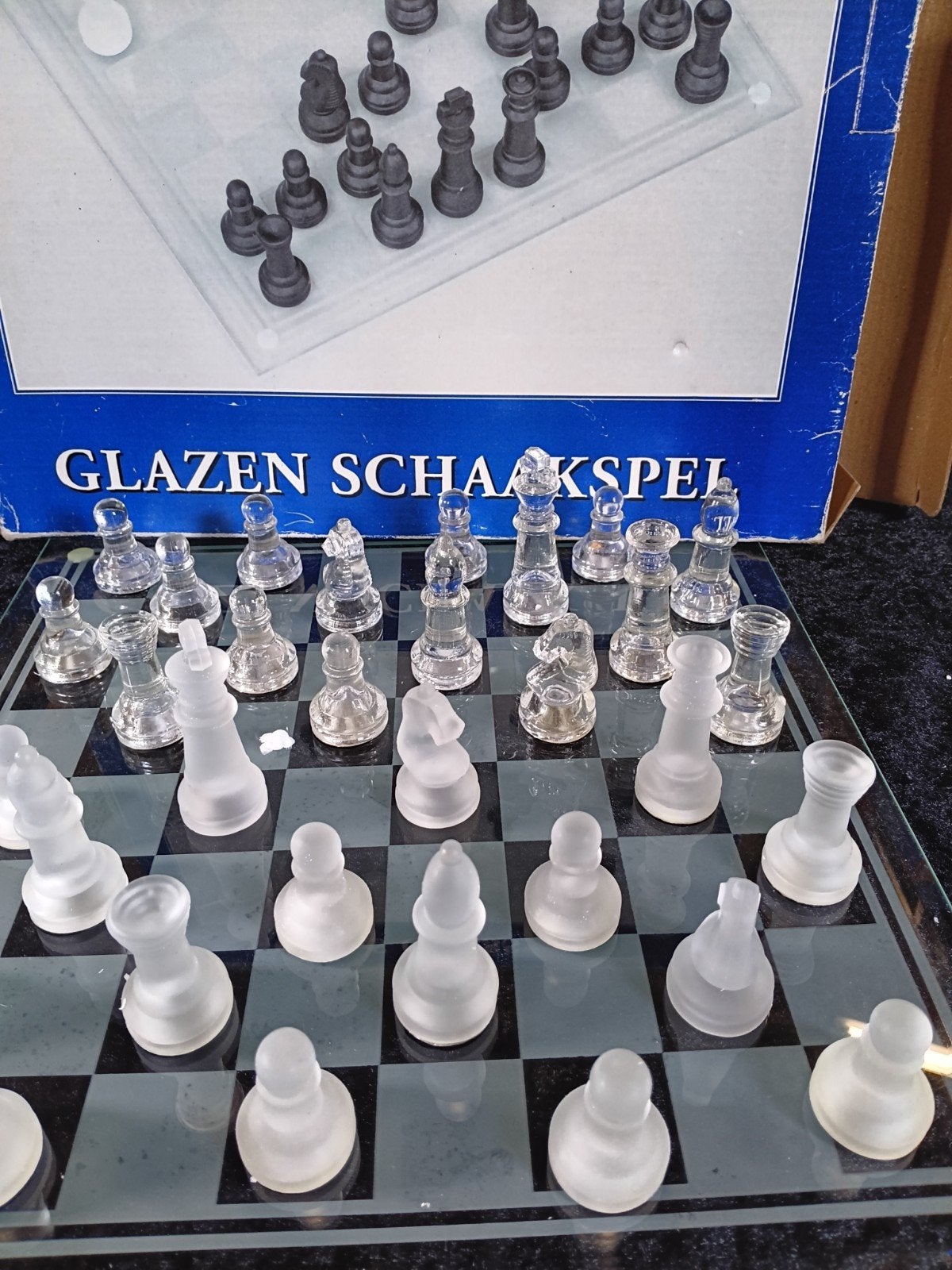 Schaakspel van glas, Een of twee spelers, Ophalen of Verzenden, Gebruikt
