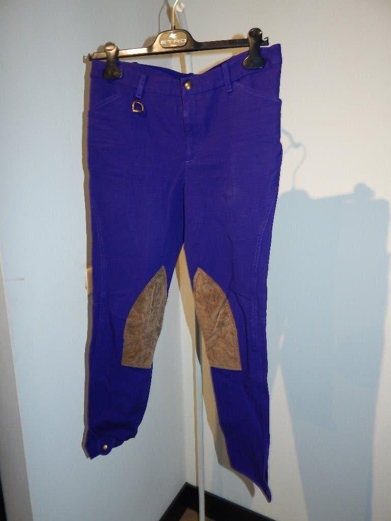 Ralph Lauren paarse ruiter broek bruine been lappen 12/42, Verzenden, Paars, Maat 42/44 (L), Ralph Lauren