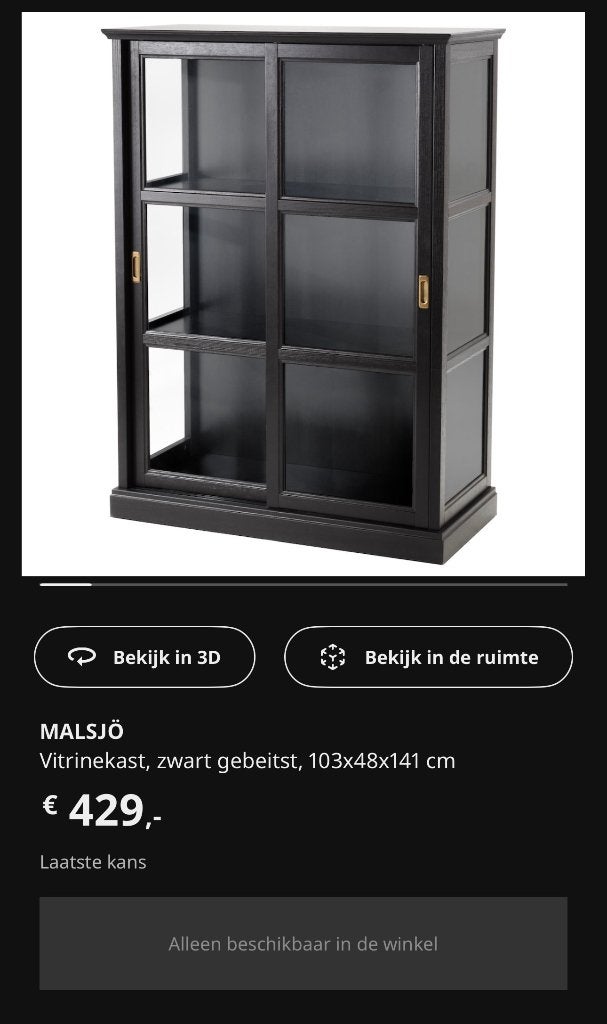 Ikea Malsjö/Malsjo vitrinekast