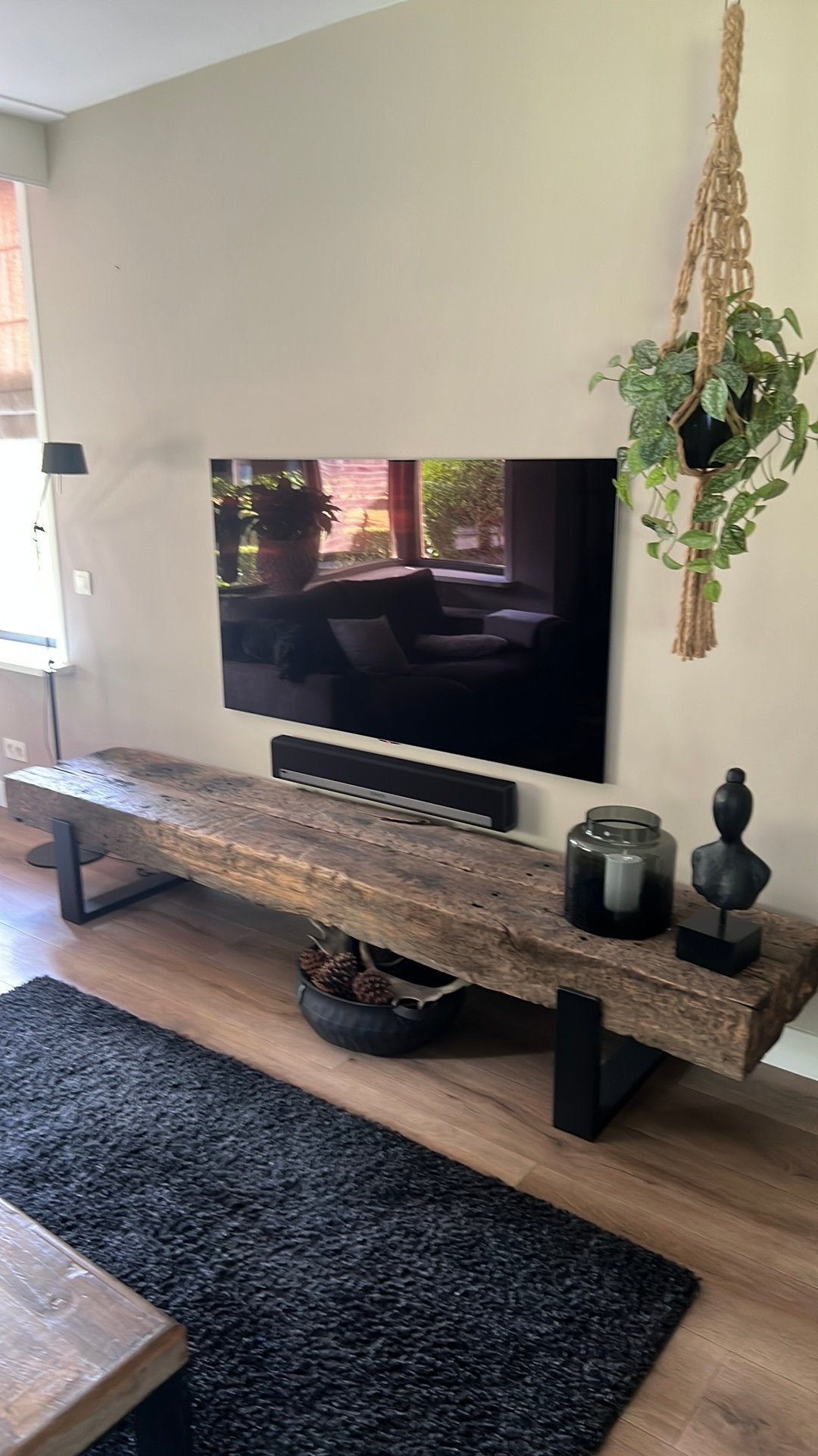 Tv meubel van oude bielzen, Ophalen, Zo goed als nieuw, 25 tot 50 cm, Minder dan 100 cm
