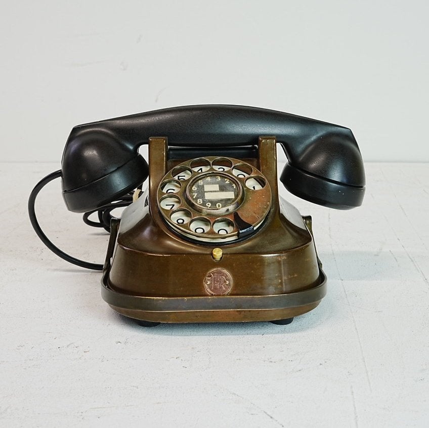 Vintage koperen draaischijf RTT telefoon uit 1956, Ophalen of Verzenden, Gebruikt