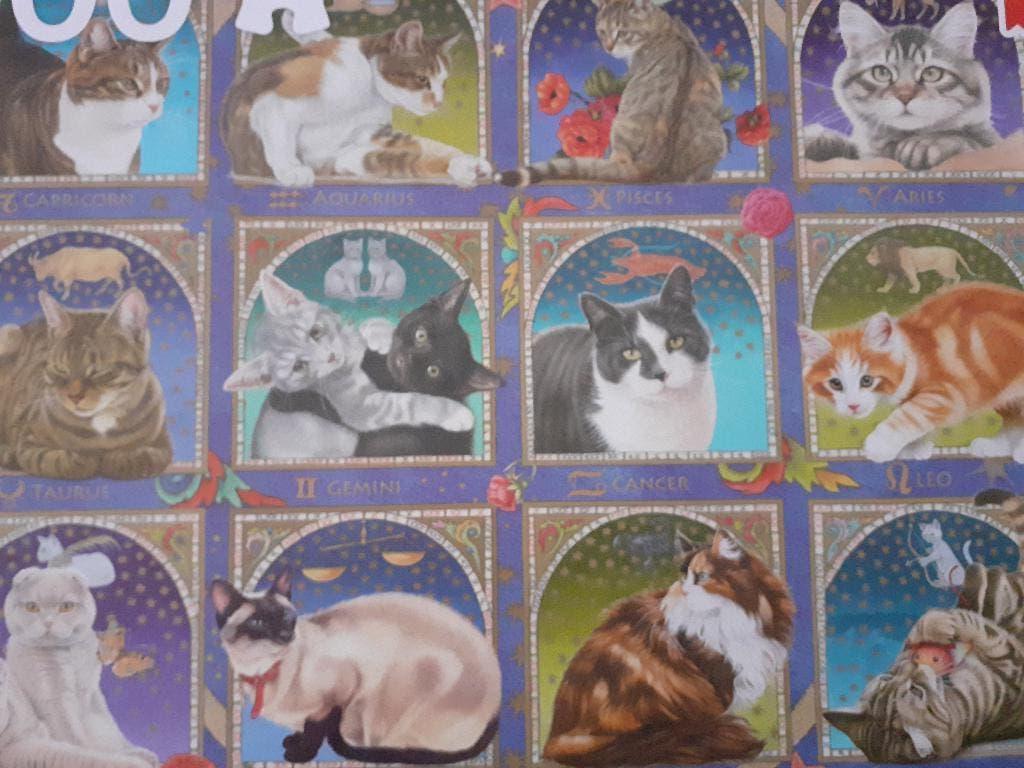 legpuzzel katten horoscoop , 1000 stuks, Ophalen of Verzenden, 500 t/m 1500 stukjes, Gebruikt, Legpuzzel