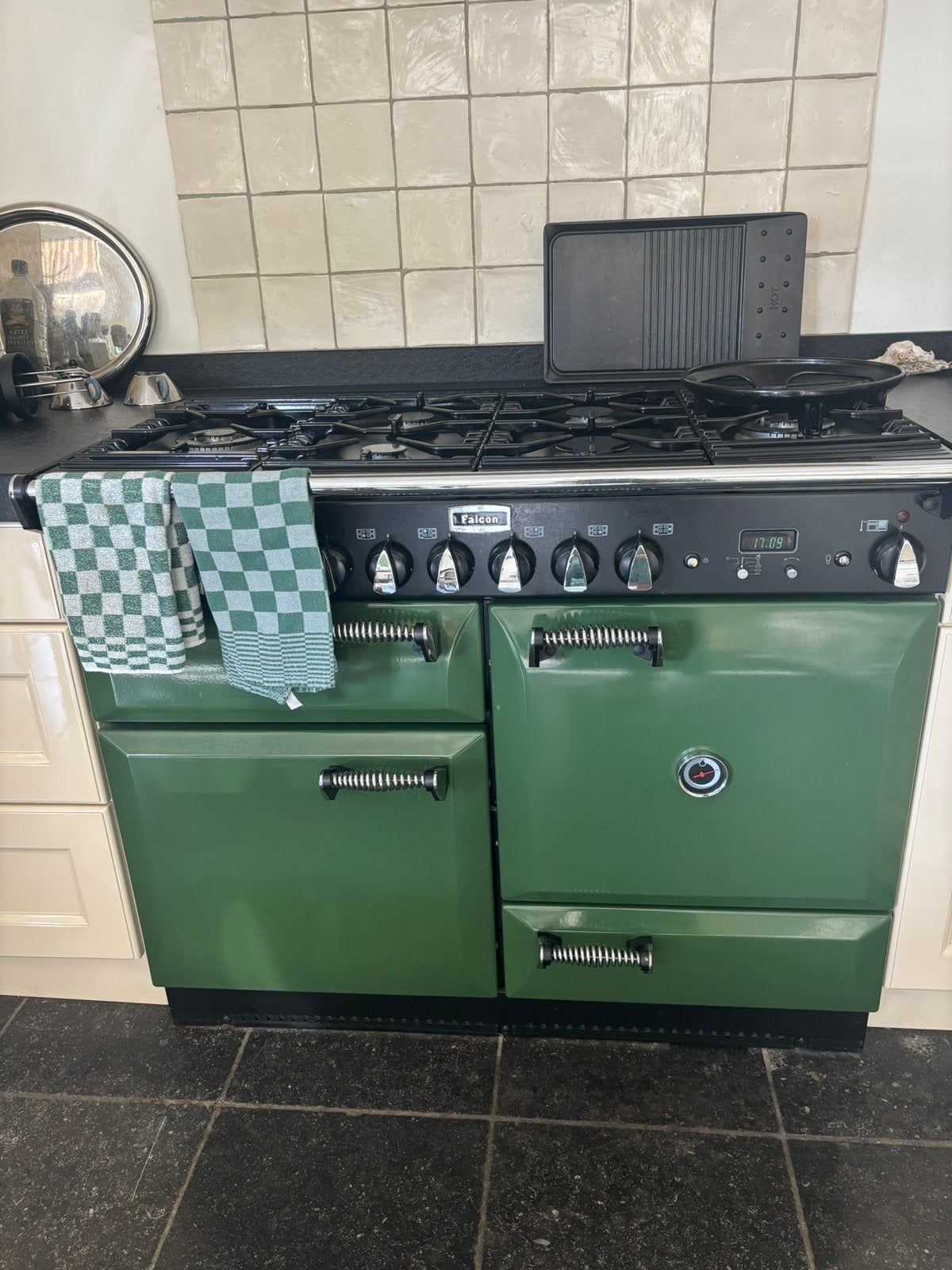 Falcon fornuis Olive Green, Ophalen, 60 cm of meer, Grill, Zo goed als nieuw