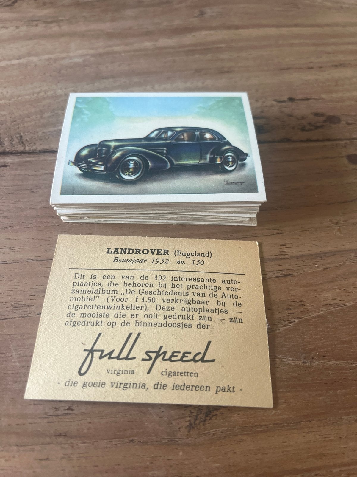 Vintage Autoplaatje Landrover (Engeland) 1952 - Full Speed, Ophalen of Verzenden, Gebruikt, Auto's