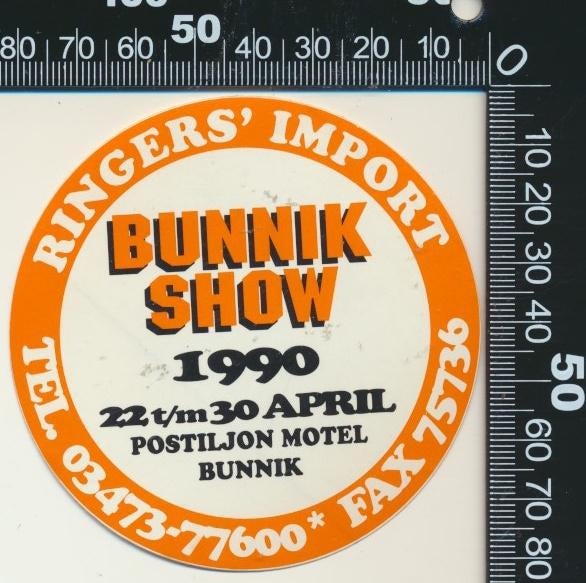 Sticker: Ringers Import - Bunnik Show 1990, Ophalen of Verzenden, Zo goed als nieuw, Bedrijf of Vereniging