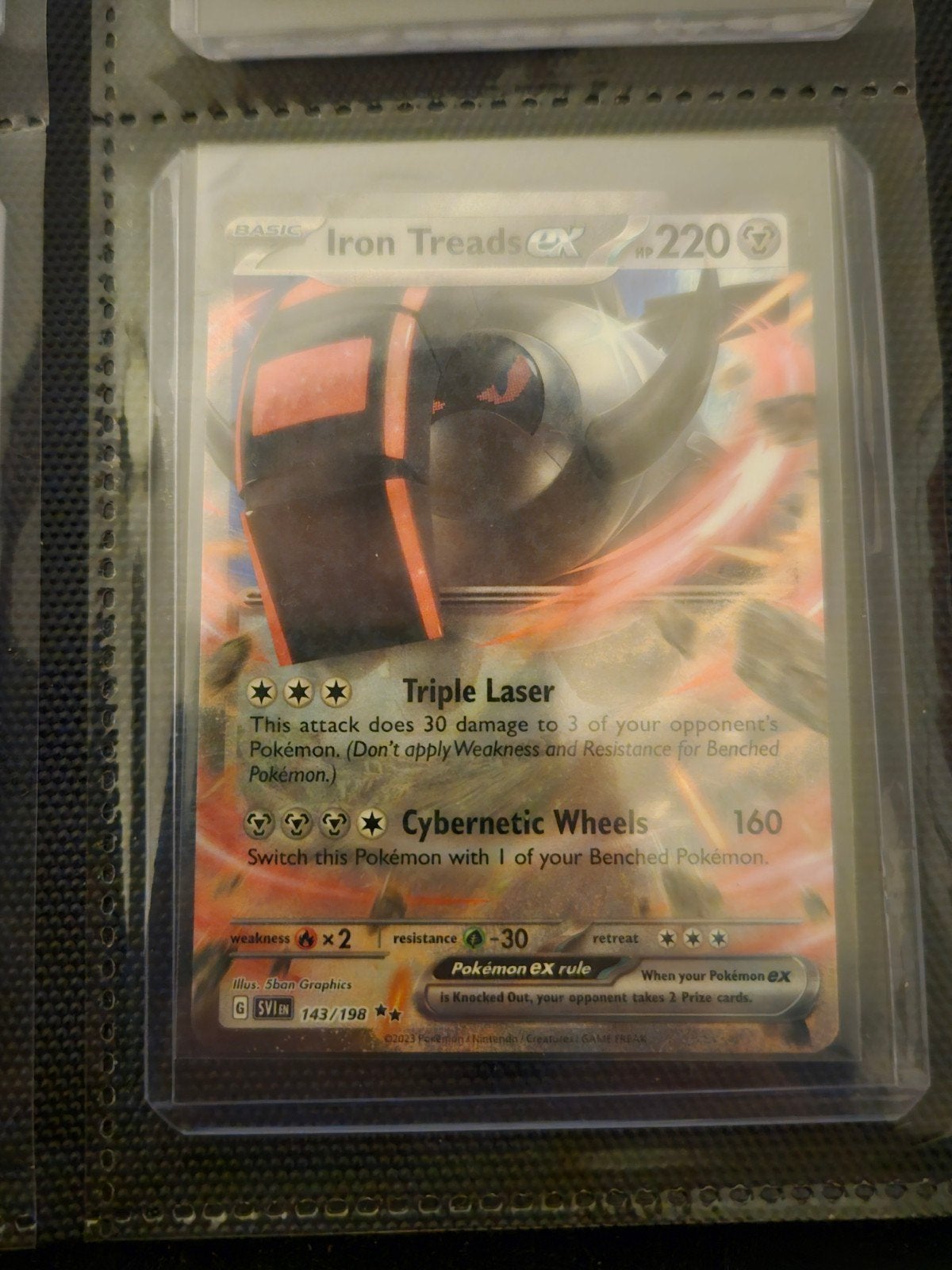 Pokemon Iron Treads ex 143/198 Scarlet & Violet Base Set, Ophalen of Verzenden, Zo goed als nieuw, Losse kaart, Foil