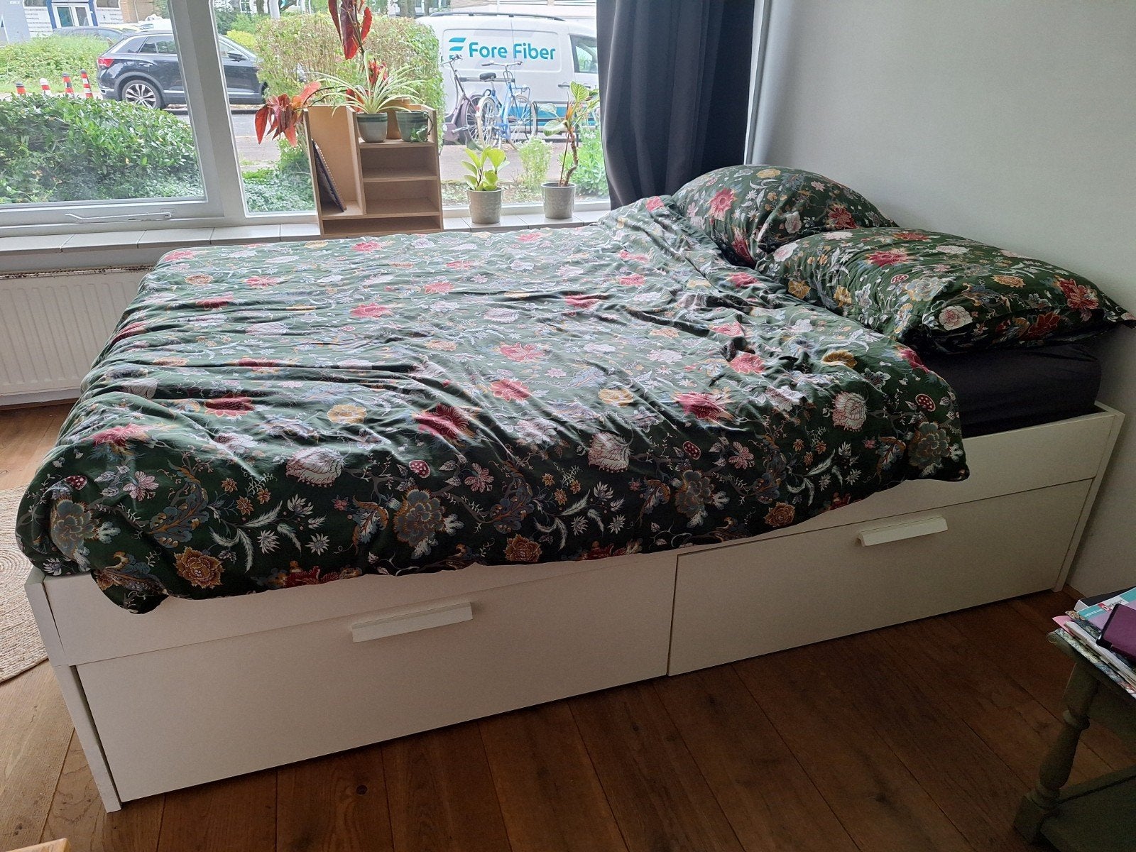 Ikea Brimnes bed 140x200 met 4 lades, Ophalen, Gebruikt, Wit, Tweepersoons