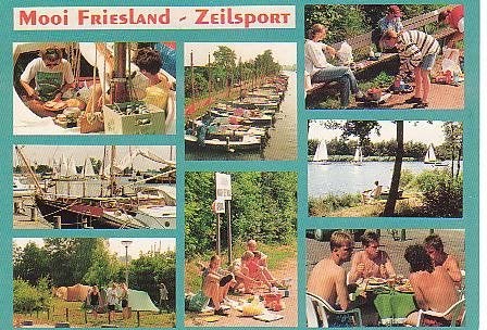 Ansichtkaart 	Friesland	Zeilsport	8-luik, Verzenden, 1980 tot heden, Gelopen, Friesland