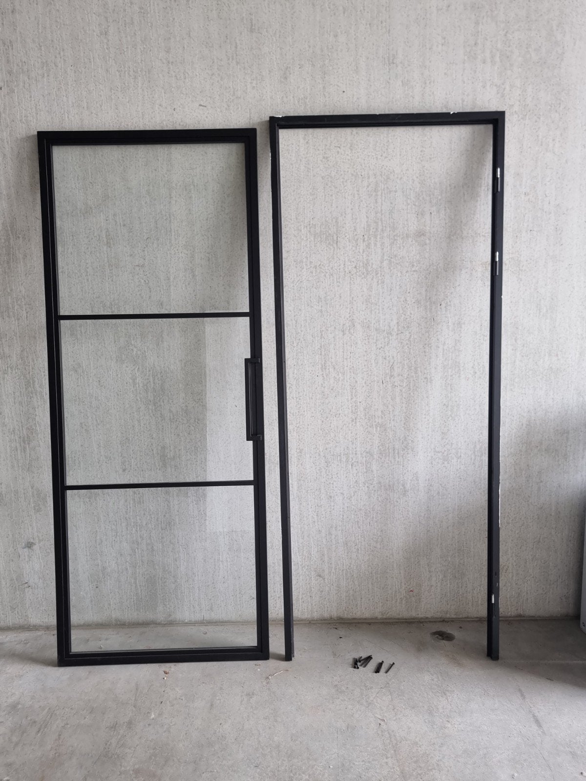metalen kozijn en deur met glas, Ophalen, 80 tot 100 cm, 215 cm of meer, Binnendeur