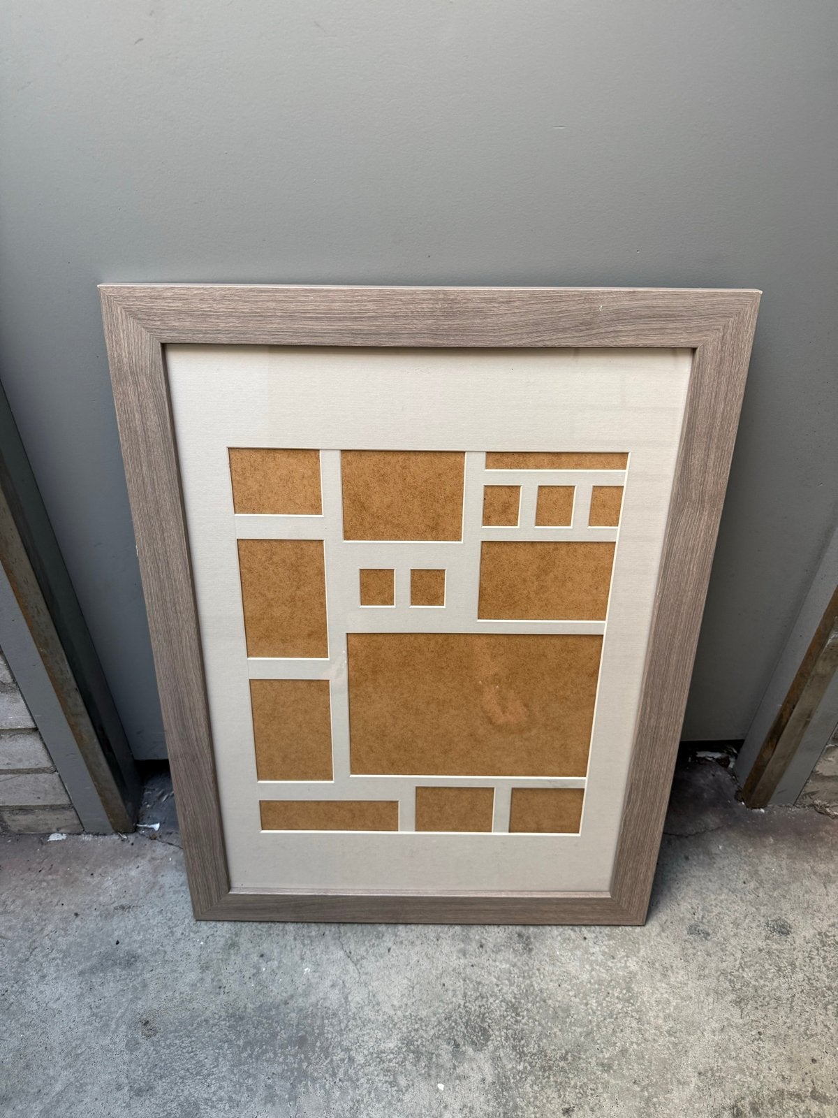 Houten fotolijst met passe-partout 2x, Bruin, Gebruikt, Ophalen of Verzenden, Fotolijst