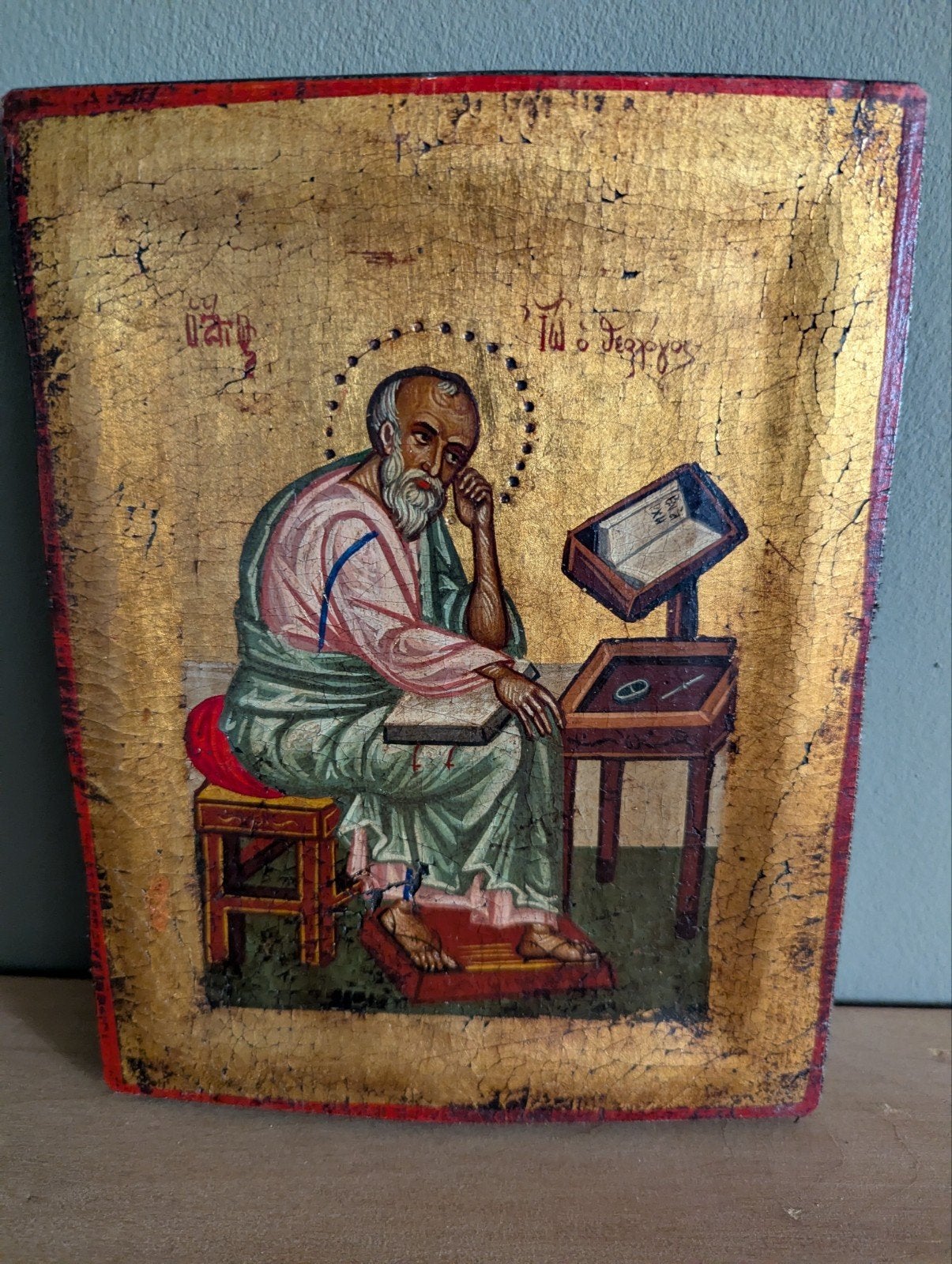 Handgemaakte Byzantijnse Icoon - Sint Joris, Antiek en Kunst, Kunst | Schilderijen | Klassiek, Ophalen, Paneel, Klassiek, Handgeschilderd