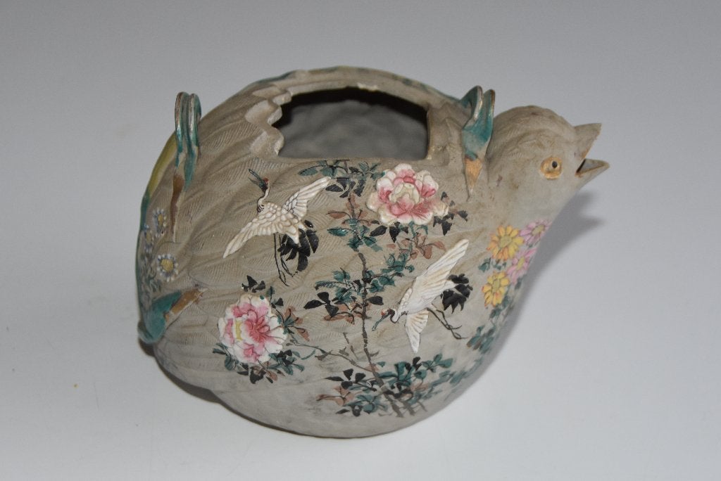 Antieke Japanse vogel theepot decoratie kraanvogels bloemen, Verzenden