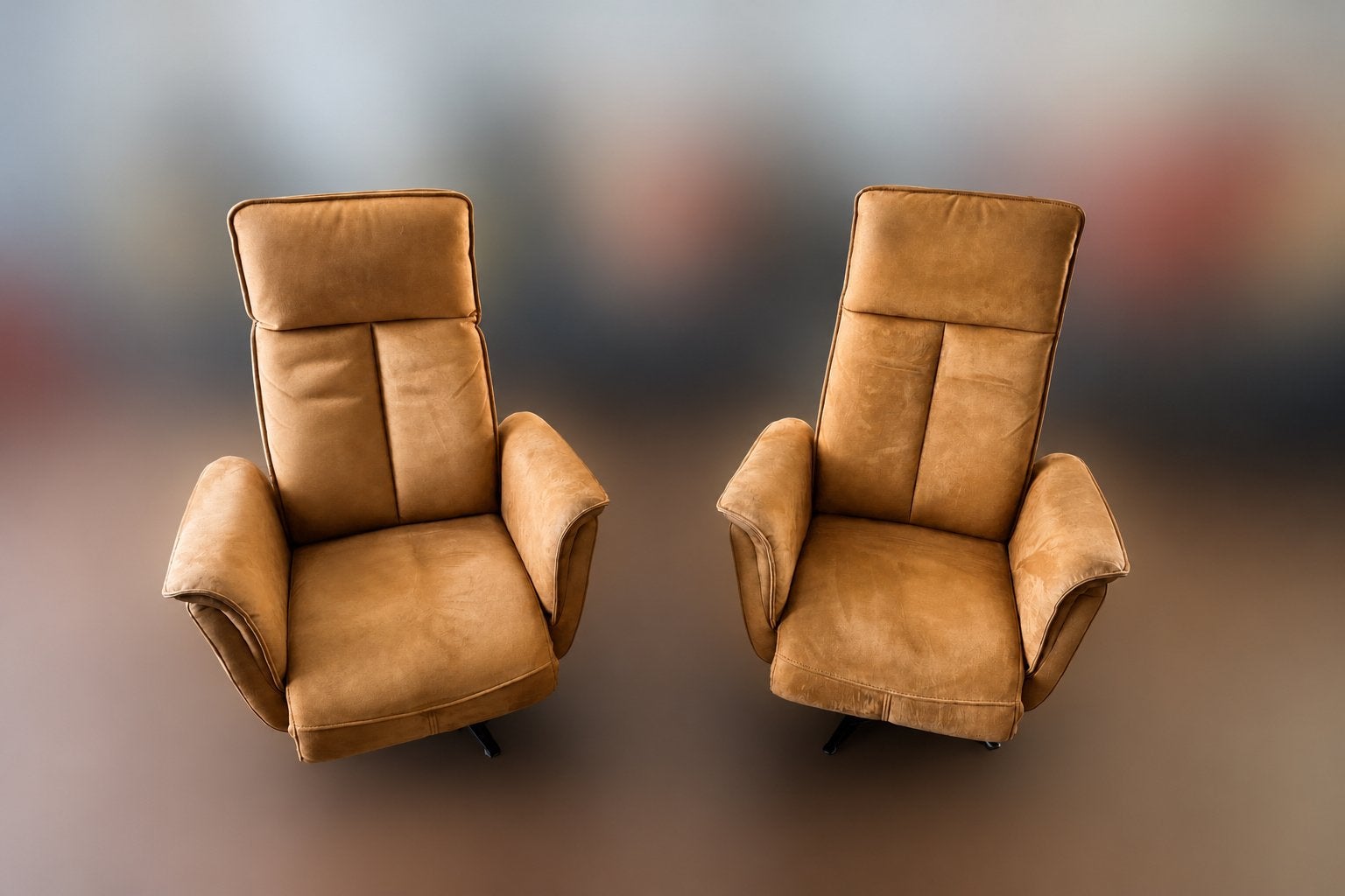 Luxe relaxfauteuils — op Accu — goede staat, Huis en Inrichting, Fauteuils, Ophalen, Gebruikt, 50 tot 75 cm, Leer