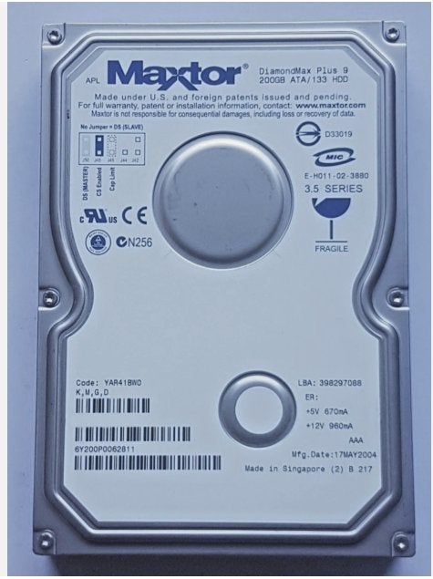 Maxtor Diamond Max Plus 9 200GB IDE 3,5" 7200RPM Harddisk, Maxtor, Intern, HDD, Refurbished