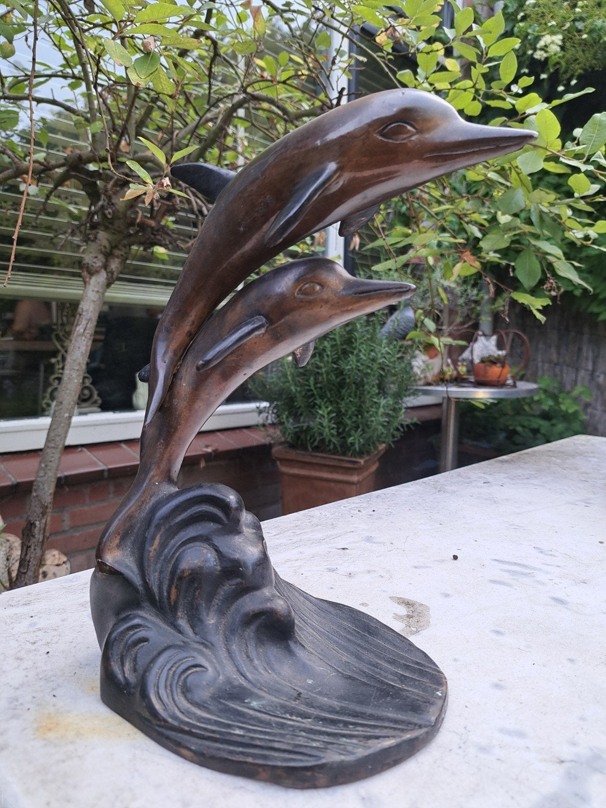 Bronze beeld twee dolfijnen, Ophalen of Verzenden