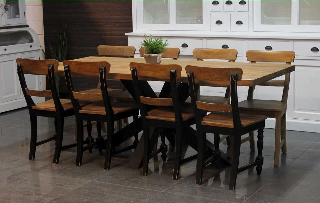 Nieuwe luxe of teak eetkamerstoelen - stoelen bij TEAK2, Huis en Inrichting, Stoelen, Bruin, Nieuw, Ophalen of Verzenden, Metaal