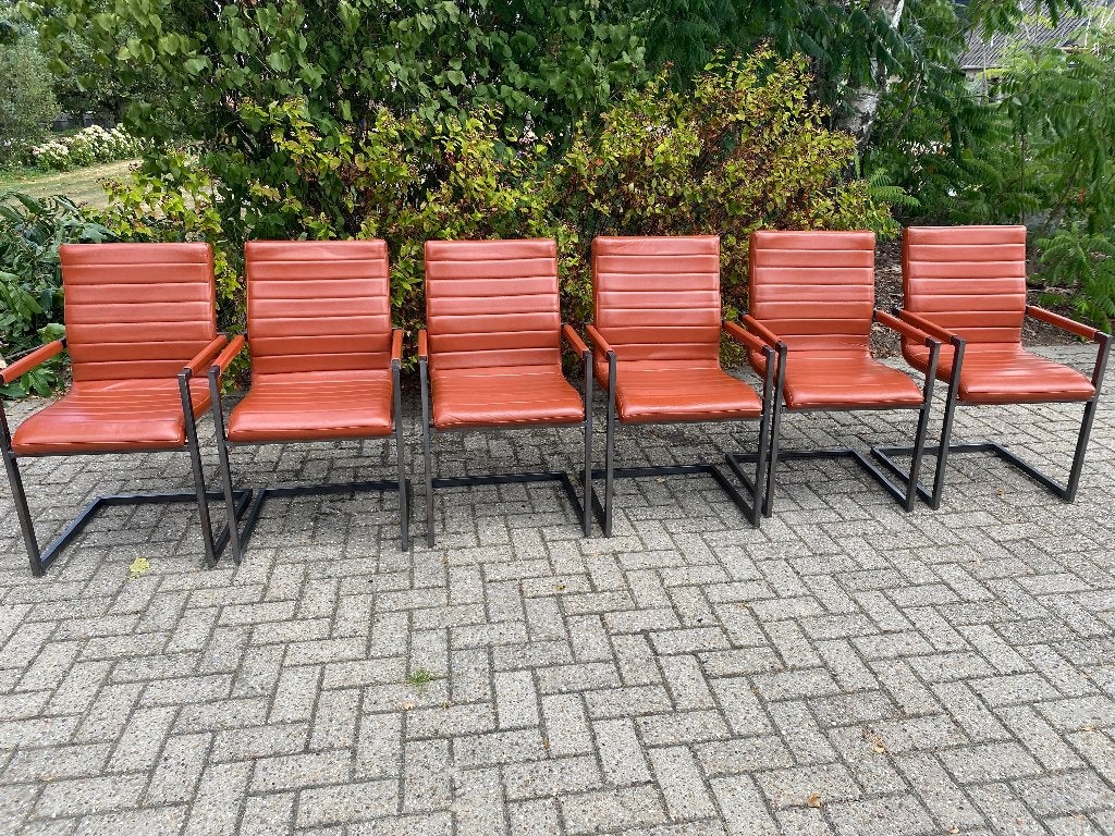 Eetkamerstoelen, Gebruikt, Bruin, Leer, Ophalen of Verzenden