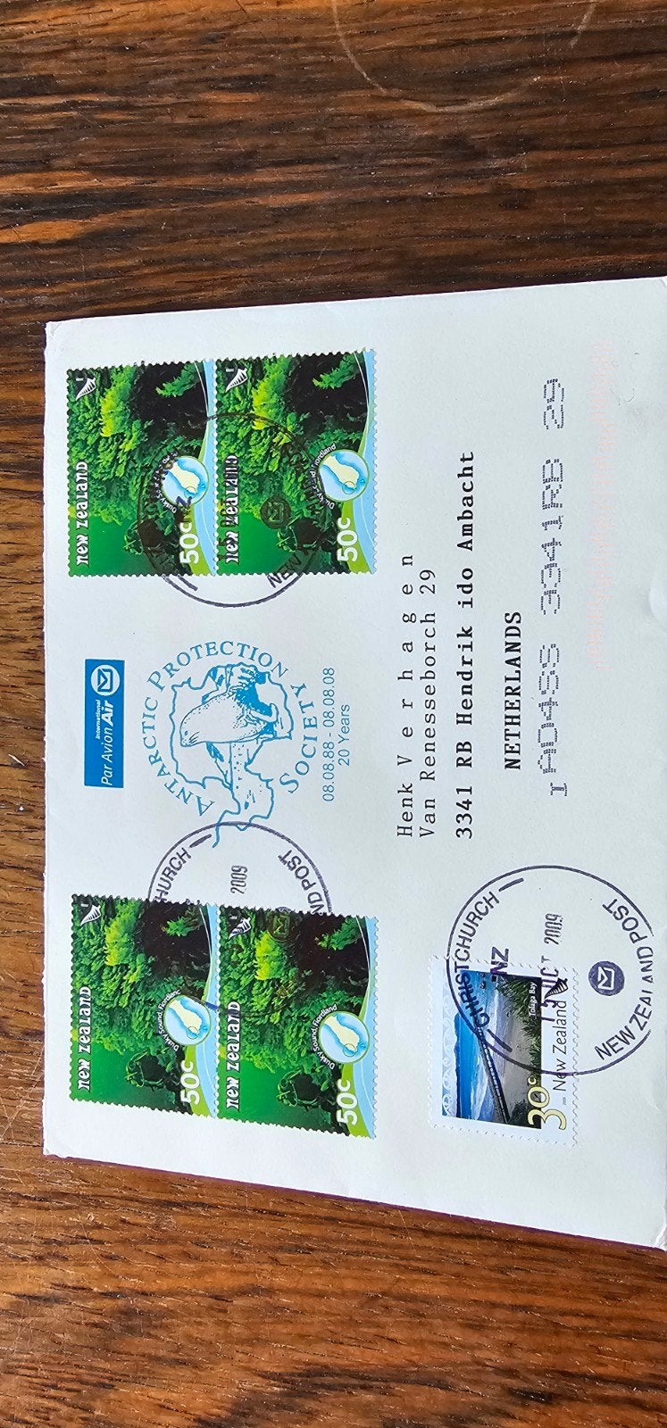 Poststuk Nieuw-Zeeland met gestempelde postzegels, Verzenden, Gestempeld