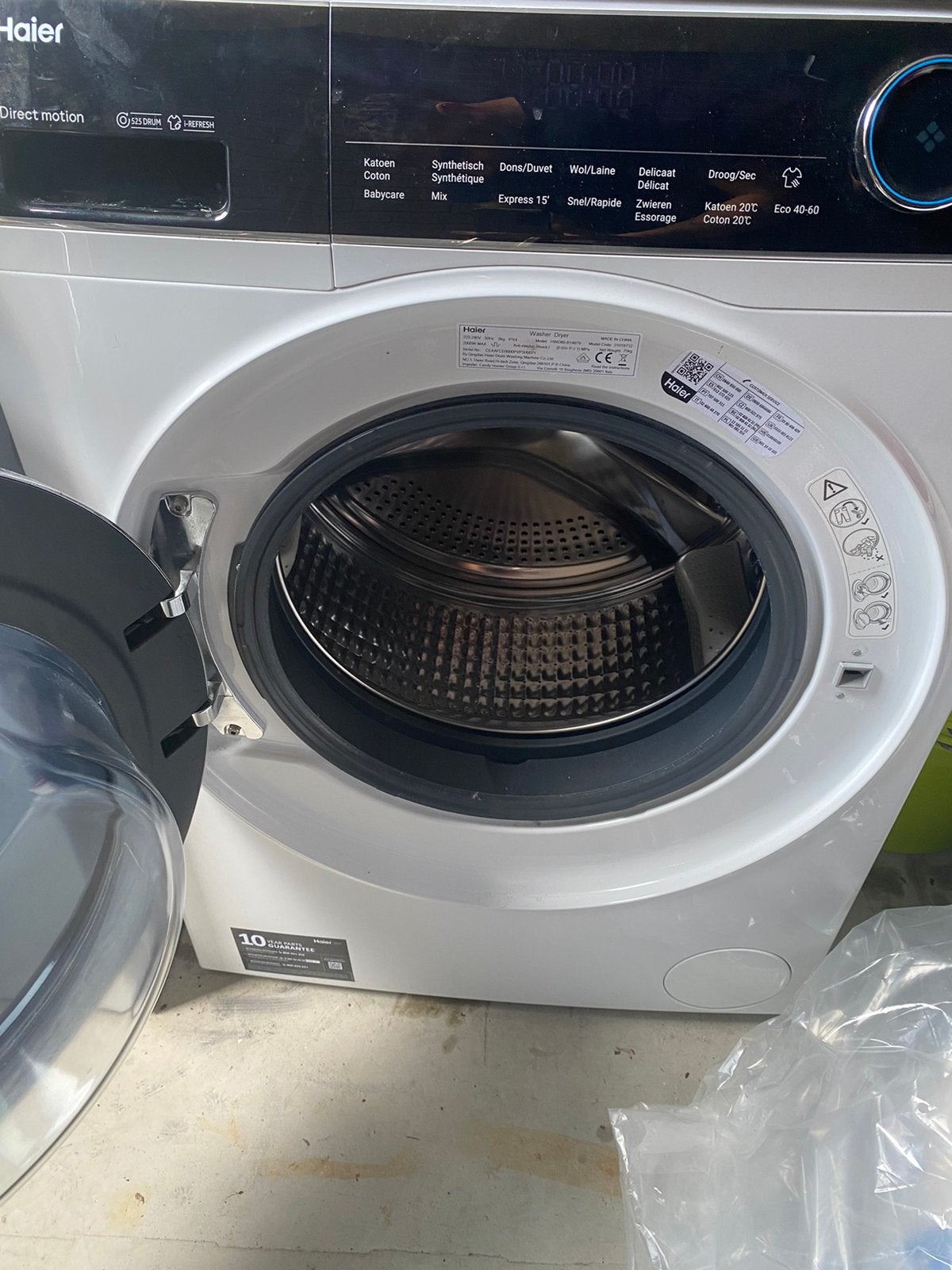 Haier Wasmachine, Ophalen, 1200 tot 1600 toeren, 8 tot 10 kg, Zo goed als nieuw