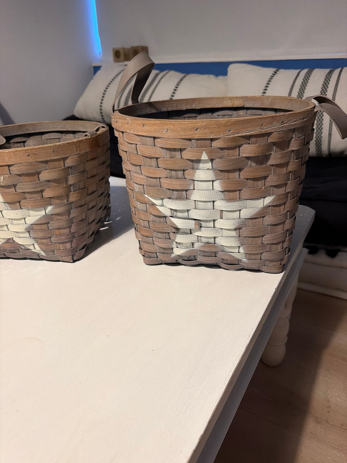 Set van 3 rieten manden met sterdecoratie, Met handvatten, Gebruikt, Mand, Ophalen of Verzenden