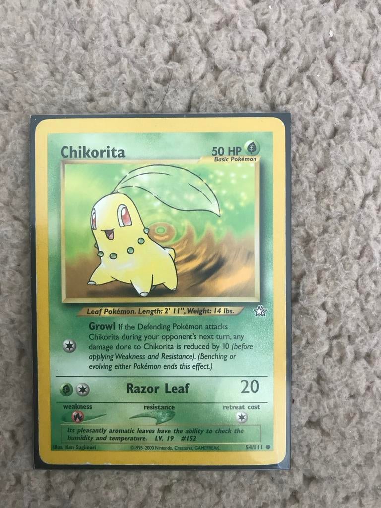 Pokémon kaart Chikorita 54/111, Ophalen of Verzenden, Gebruikt, Losse kaart