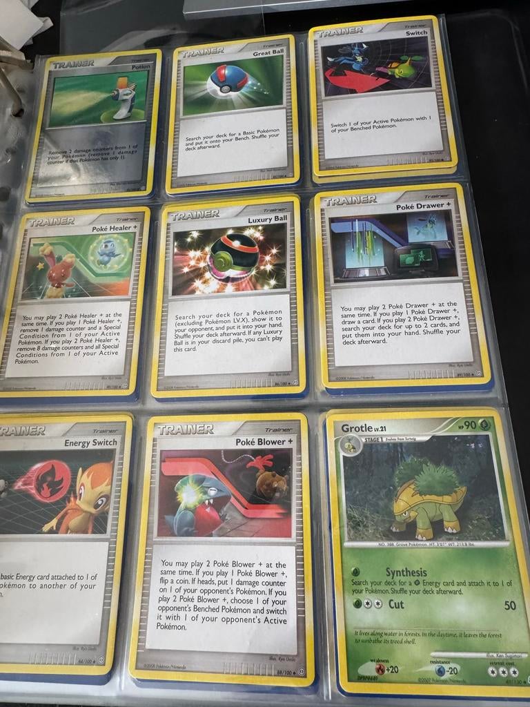 Pokémon Kaarten Collectie - Diverse Trainers & Grotle, Ophalen of Verzenden, Gebruikt, Meerdere kaarten