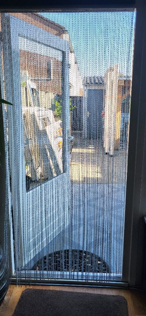 Deur vlliegengordijn aluminium zilverkeurig 89 x 197 cm, Ophalen, Gebruikt, 80 tot 100 cm, Minder dan 200 cm