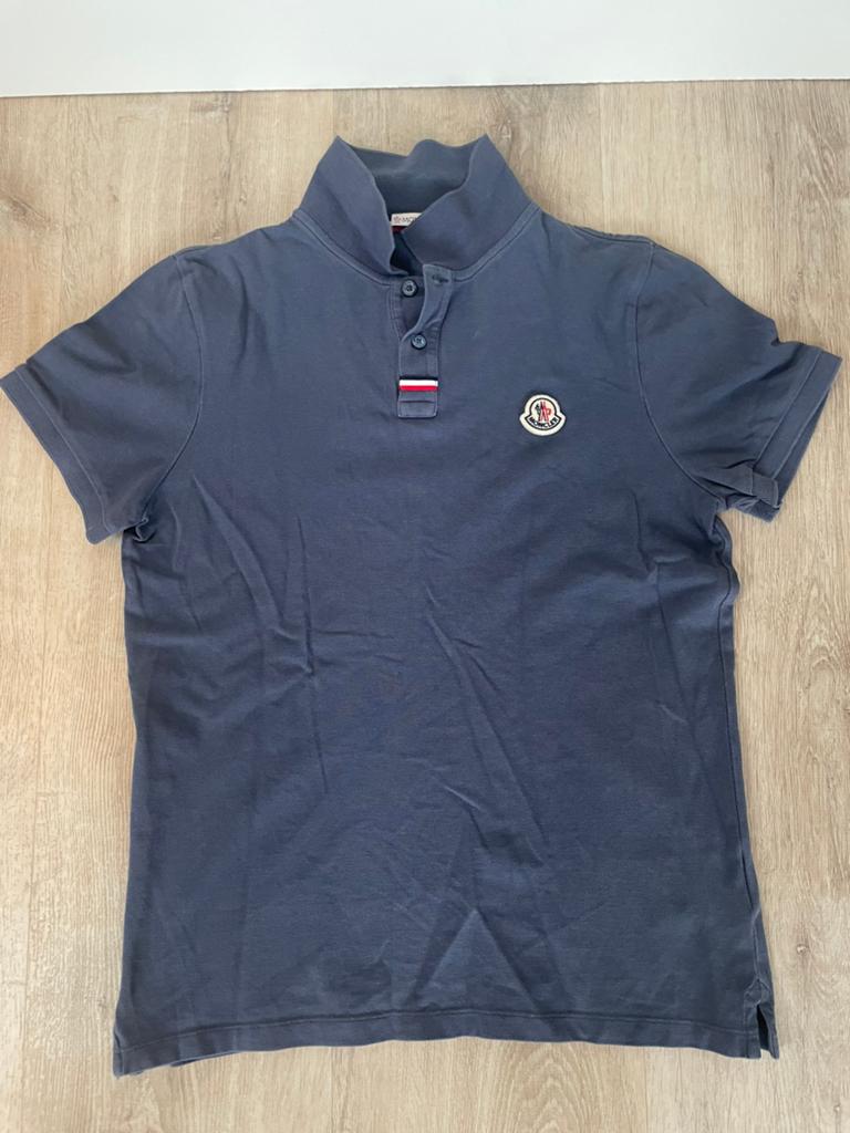 Moncler polo t-shirt maat S, Ophalen of Verzenden, Zo goed als nieuw, Maat 46 (S) of kleiner, Blauw