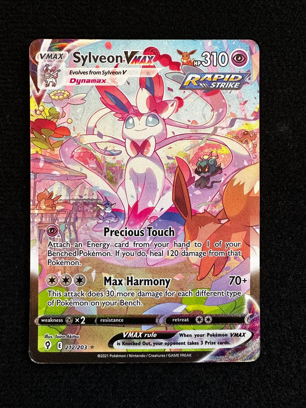 Sylveon VMAX (EVS 212) Pokémon Evolving Skies - GD, Hobby en Vrije tijd, Ophalen of Verzenden, Gebruikt, Losse kaart, Foil