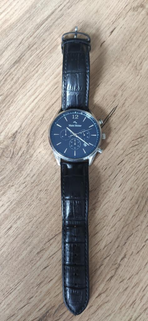 Mats Meier horloge voor heren, Overige merken, Ophalen of Verzenden, Zilver, Leer