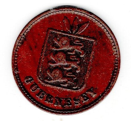 26-1526 Guernsey 2 doubles 1874, Postzegels en Munten, Verzenden, Overige landen, Losse munt